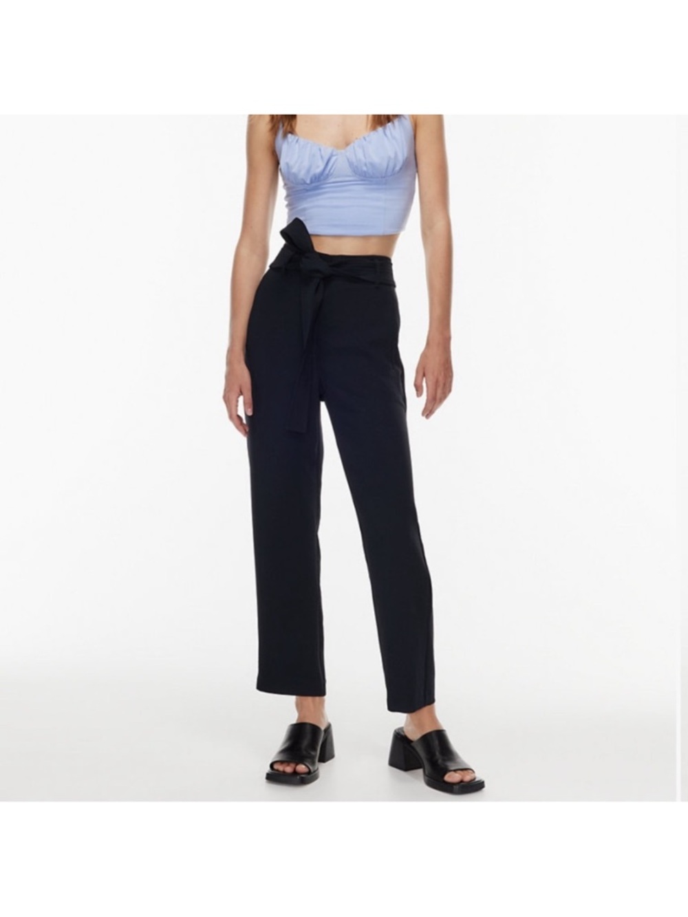Wilfred black tie belted trouser pant